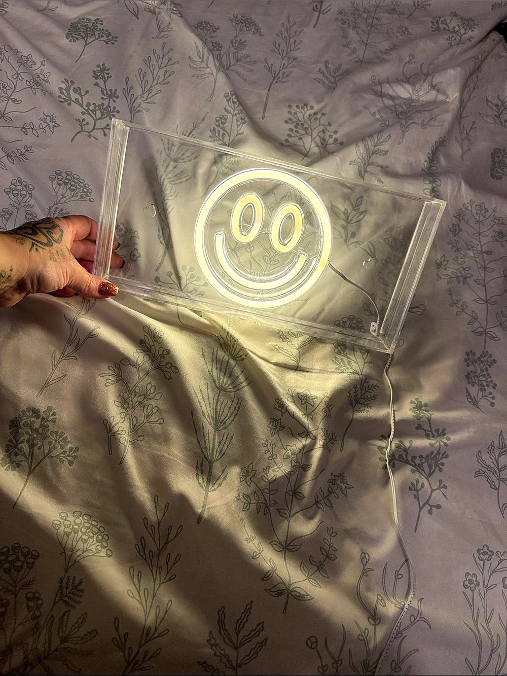 Urban Shop LED Neon Smiley Face Light-up Clear Acrylic Box